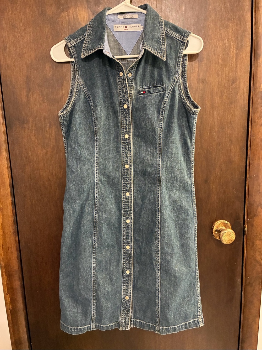 Tommy Hilfiger Sleeveless Denim Button-Front Midi Dress - Blue